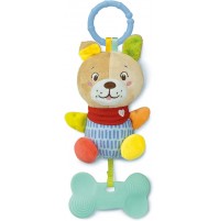 Clementoni- Lovely Soft Dog Rattle Morbido Peluche, Gioco Neonato 0, Sonaglino con Massaggiagengive, Rafforza Le capacità Motorie E Sensoriali, 100% Lavabile in Lavatrice, Multicolore, 17785